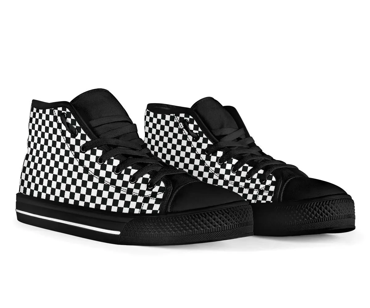 High Top Sneakers - Black and White | Birthday Gifts, Gift Idea, Women's 90s Cool Custom Shoes, Aesthetic, Unique, Cute, Kawaii Hi Tops