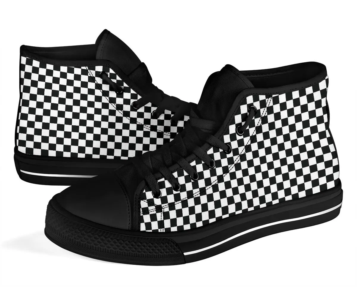 High Top Sneakers - Black and White | Birthday Gifts, Gift Idea, Women's 90s Cool Custom Shoes, Aesthetic, Unique, Cute, Kawaii Hi Tops