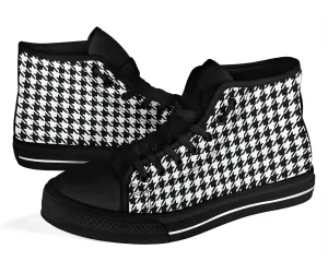 High Top Sneakers - Classic Houndstooth | Birthday Gifts, Gift Idea, 90s Cool Custom Canvas Shoes, Aesthetic, Unique, Cute, Kawaii Hi Tops