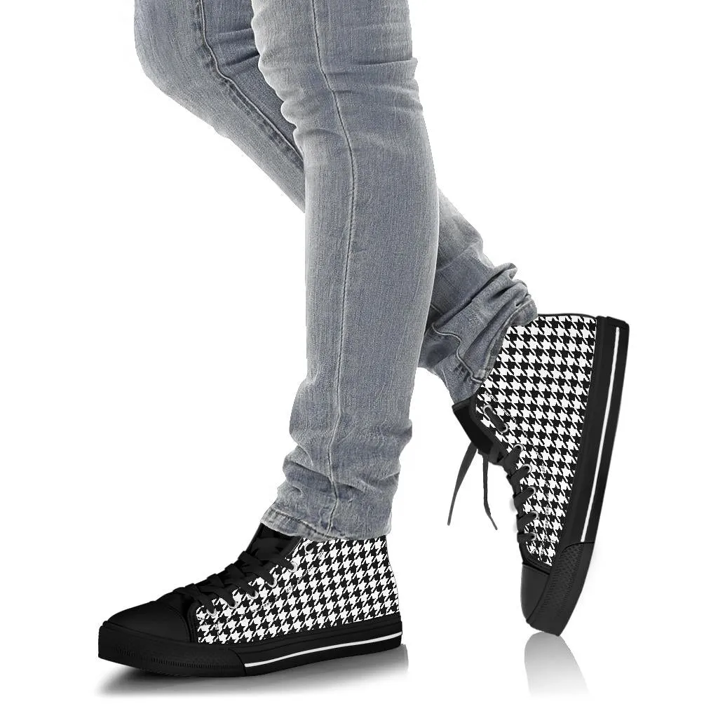 High Top Sneakers - Classic Houndstooth | Birthday Gifts, Gift Idea, 90s Cool Custom Canvas Shoes, Aesthetic, Unique, Cute, Kawaii Hi Tops