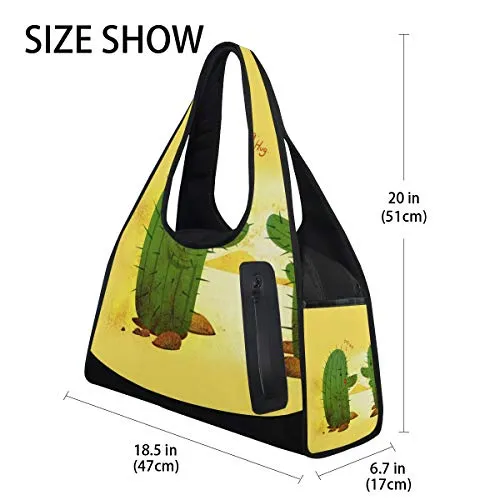 HUVATT Duffel Bags Cactus Hug Womens Gym Yoga Bag Fun Tote Beach Bag for Men