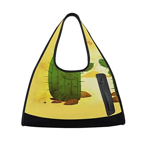 HUVATT Duffel Bags Cactus Hug Womens Gym Yoga Bag Fun Tote Beach Bag for Men