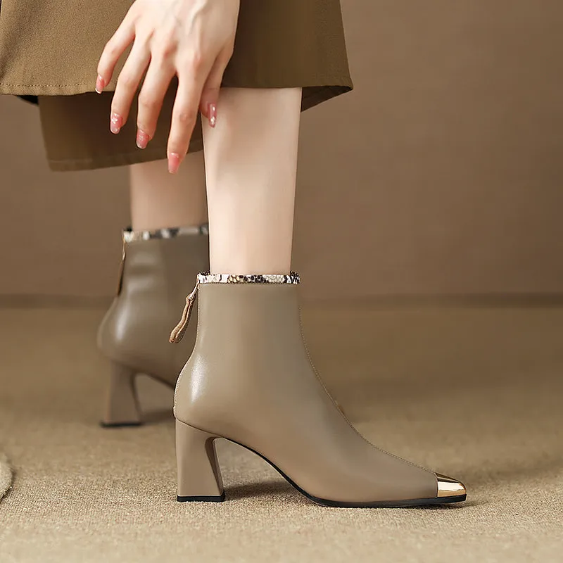 Irene Nude Cap Toe Boots Womens