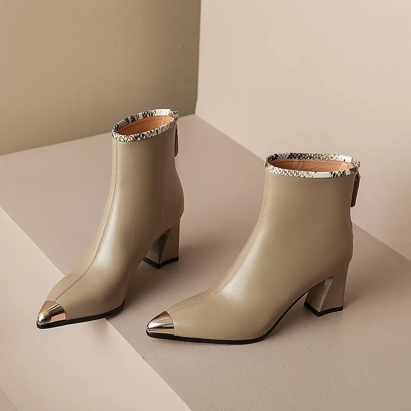 Irene Nude Cap Toe Boots Womens