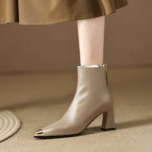 Irene Nude Cap Toe Boots Womens