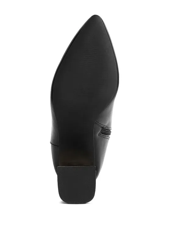 Kaira Metallic Accent Heel High Ankle Boots in Black