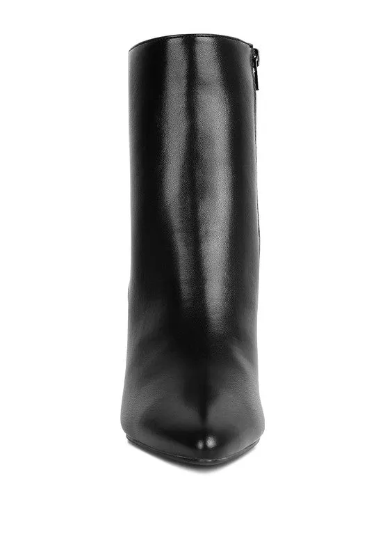 Kaira Metallic Accent Heel High Ankle Boots in Black