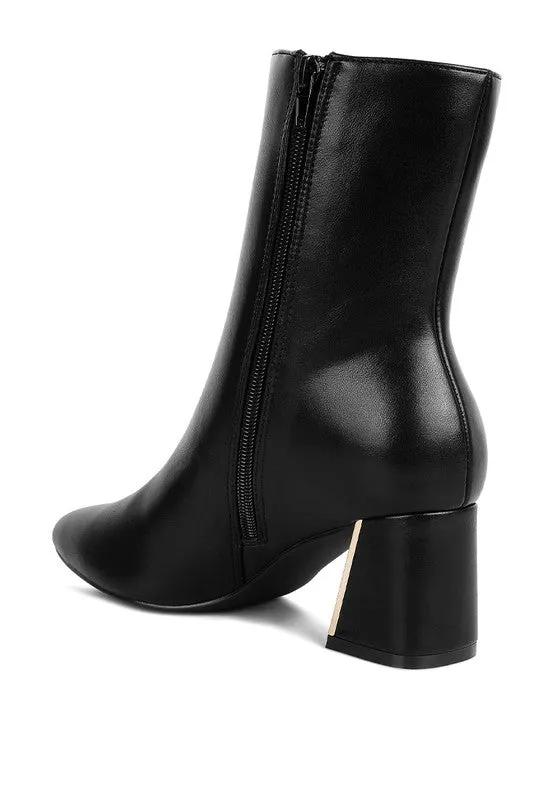 Kaira Metallic Accent Heel High Ankle Boots in Black
