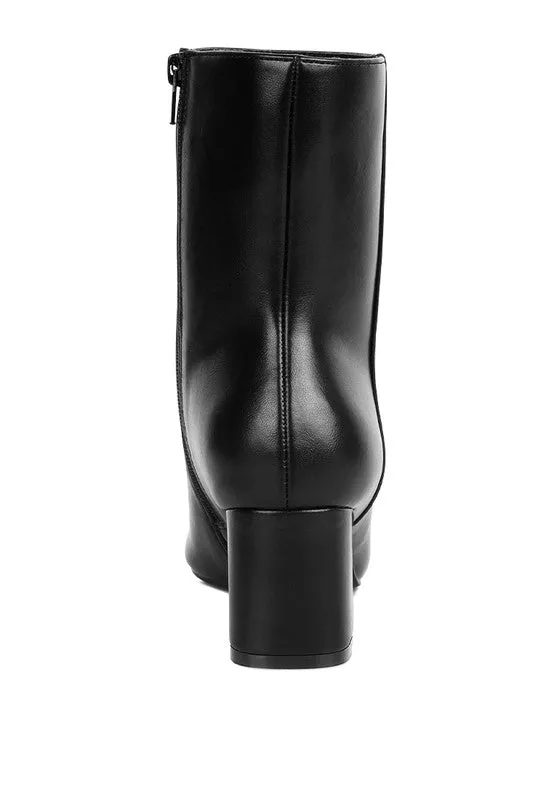 Kaira Metallic Accent Heel High Ankle Boots in Black