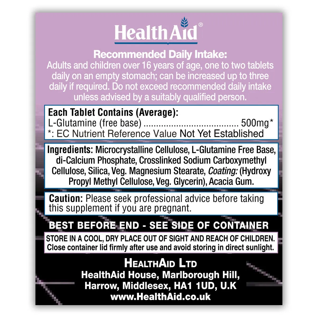 L-Glutamine 500mg   Vitamin B6 Tablets
