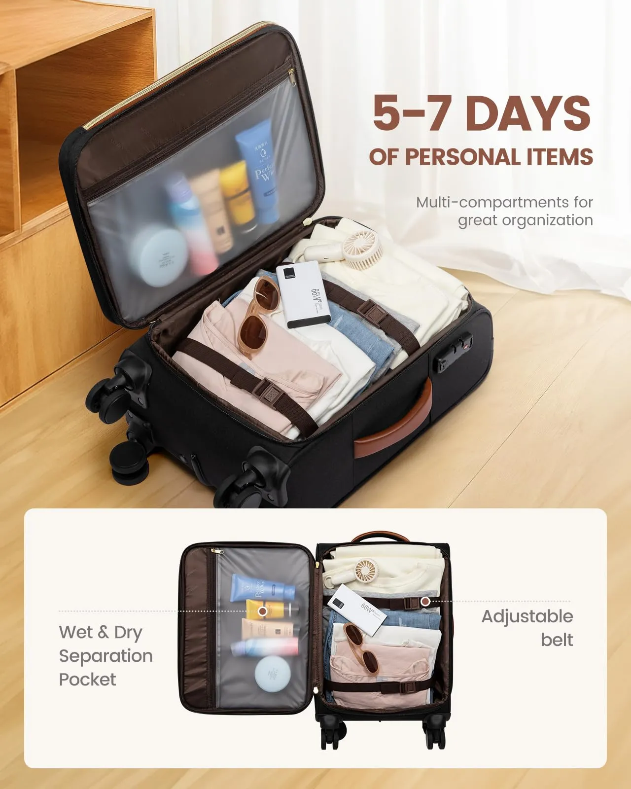 LOVEVOOK 20-Inch Carry On Luggage with Spinner Wheels