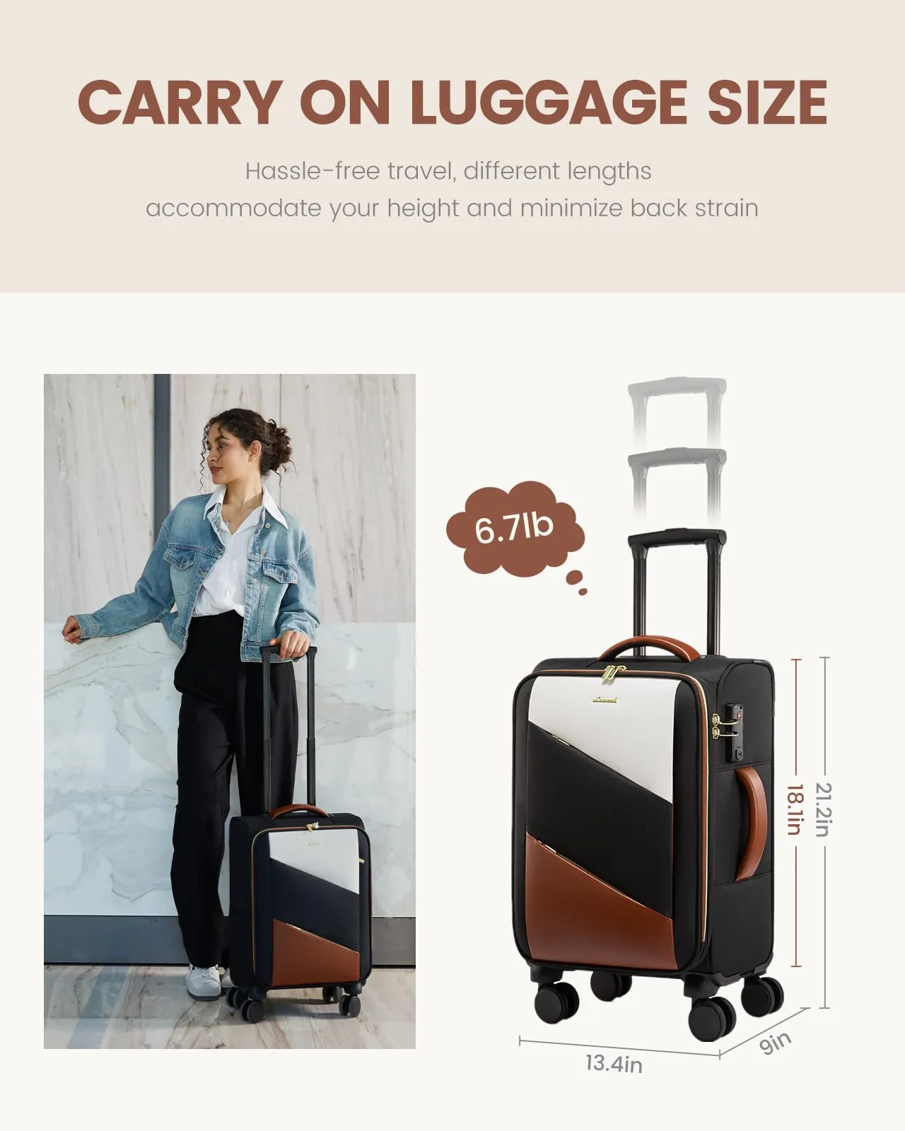 LOVEVOOK 20-Inch Carry On Luggage with Spinner Wheels