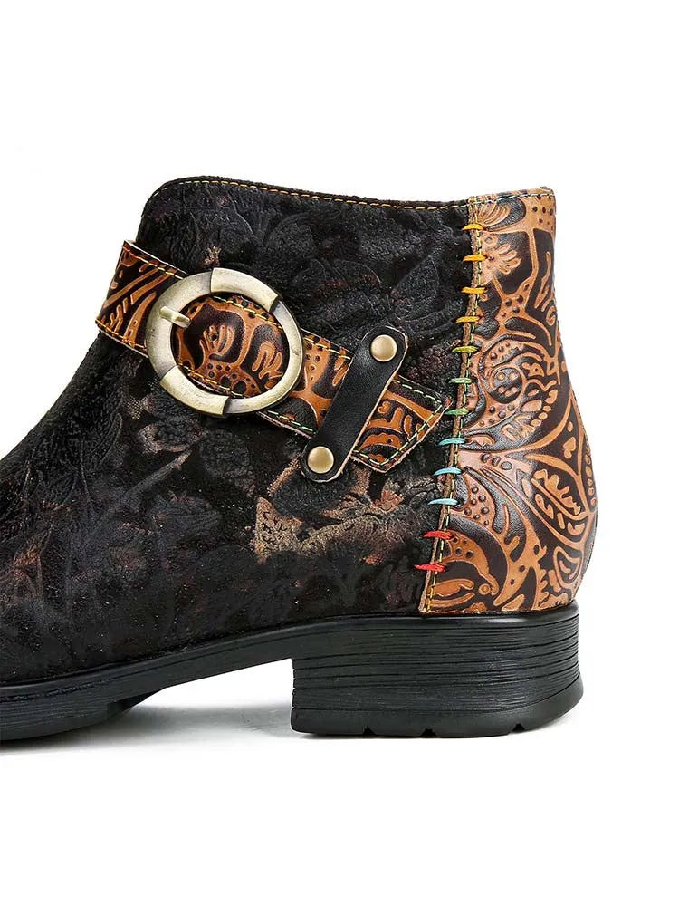 Luella Retro Handmade Buckle Ankle Boots