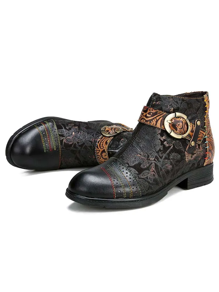 Luella Retro Handmade Buckle Ankle Boots