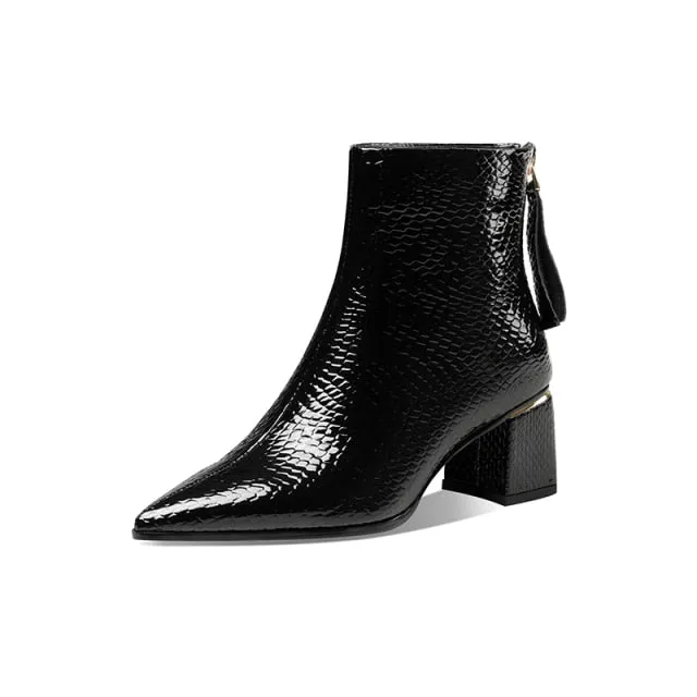 LuxePoint Exotic Cow Leather Short Boots