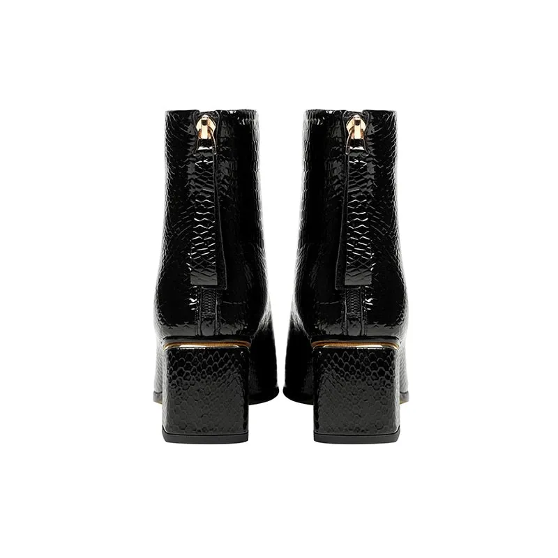 LuxePoint Exotic Cow Leather Short Boots