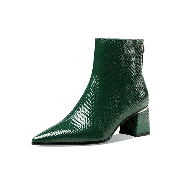 LuxePoint Exotic Cow Leather Short Boots