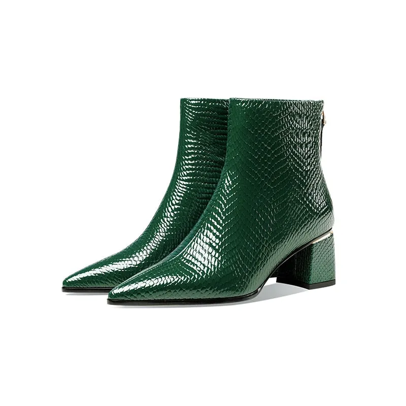 LuxePoint Exotic Cow Leather Short Boots