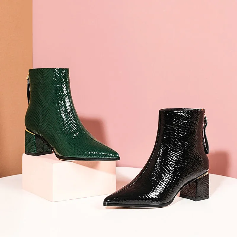 LuxePoint Exotic Cow Leather Short Boots
