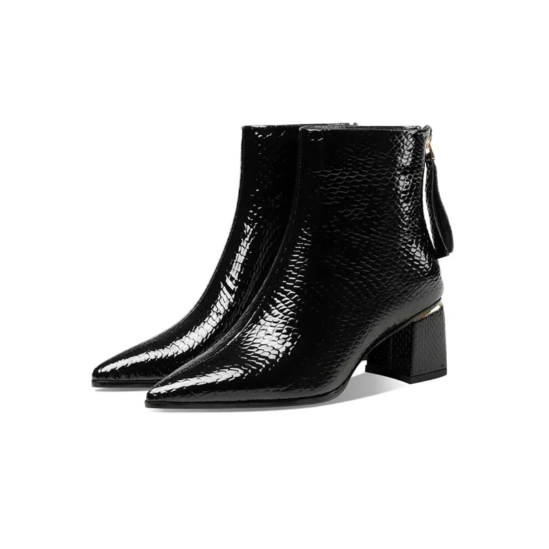 LuxePoint Exotic Cow Leather Short Boots