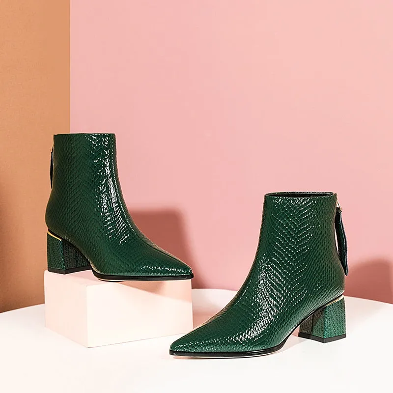 LuxePoint Exotic Cow Leather Short Boots