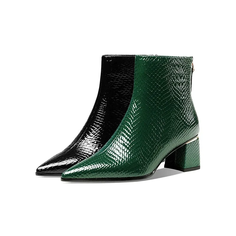 LuxePoint Exotic Cow Leather Short Boots