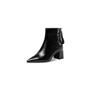 LuxePoint Exotic Cow Leather Short Boots