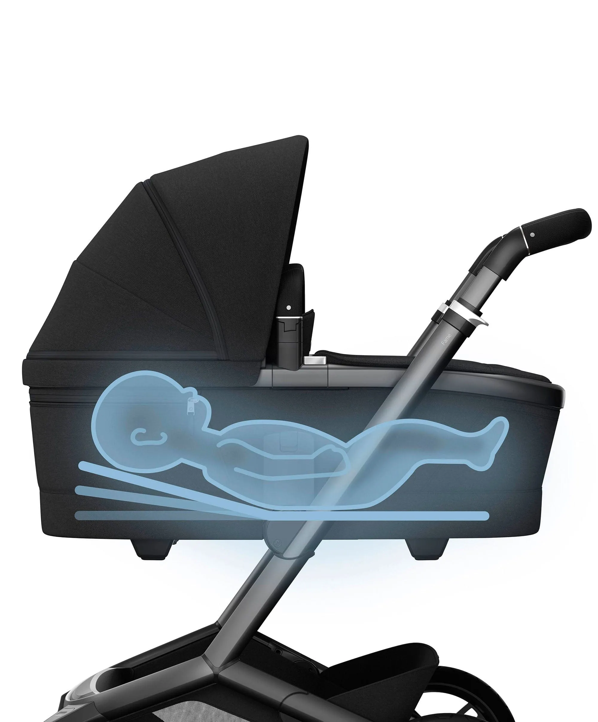 Maxi-Cosi Fame Pushchair & Carrycot - Black with Black Wheels