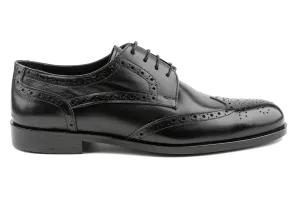 Men's Handmade Dress Shoes, Superior Quality Aniline Leather, Black Derby Shoes, Brogued & Wingtip Design Men's Handmade Dress Shoes, Superior Quality Aniline Leather, Black Derby Shoes, Brogued & Wingtip Design