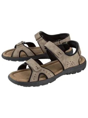 Men's Soft Suede Velcro Sandals,Greige