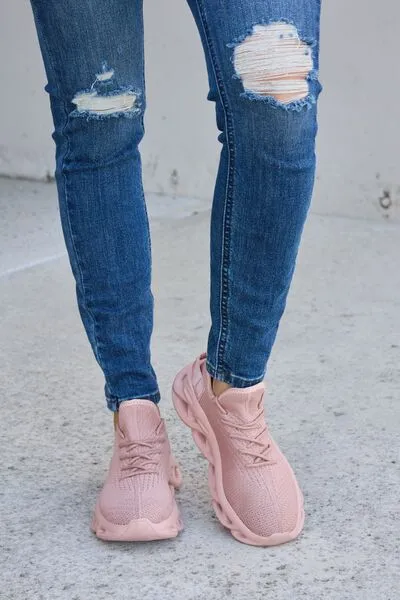 Mesh Breathable Platform Athletic Shoes in Mauve