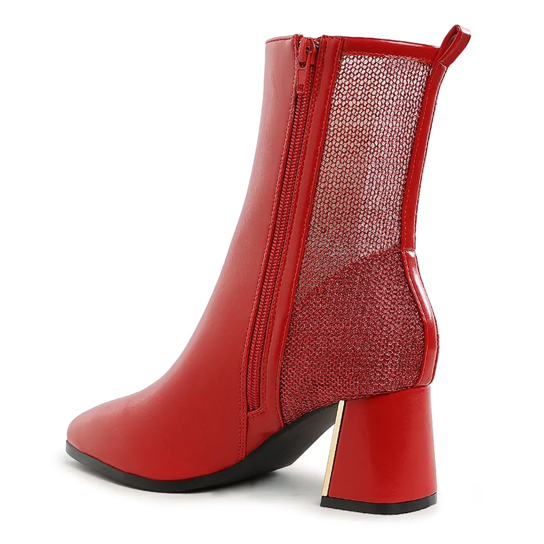 Mesh Detail Pointy Ankle Boots
