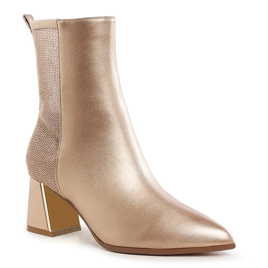 Mesh Detail Pointy Ankle Boots
