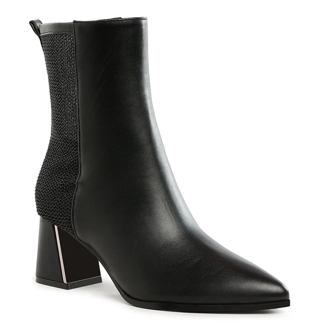 Mesh Detail Pointy Ankle Boots