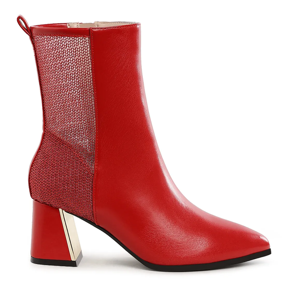 Mesh Detail Pointy Ankle Boots