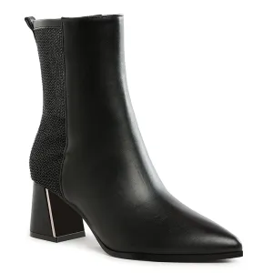 Mesh Detail Pointy Ankle Boots