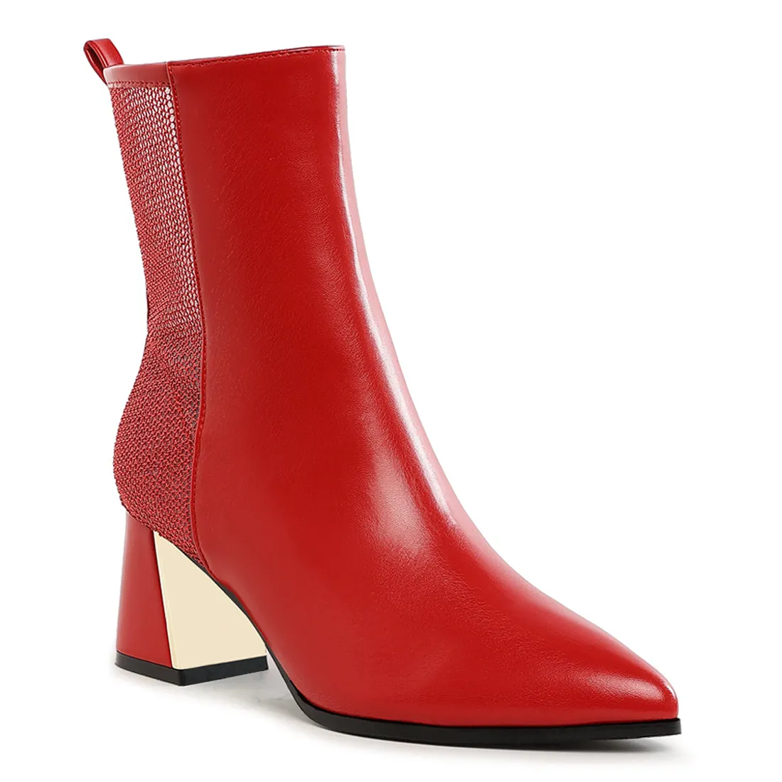 Mesh Detail Pointy Ankle Boots