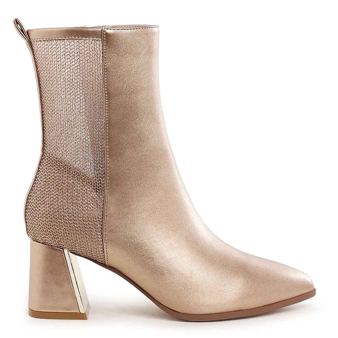 Mesh Detail Pointy Ankle Boots