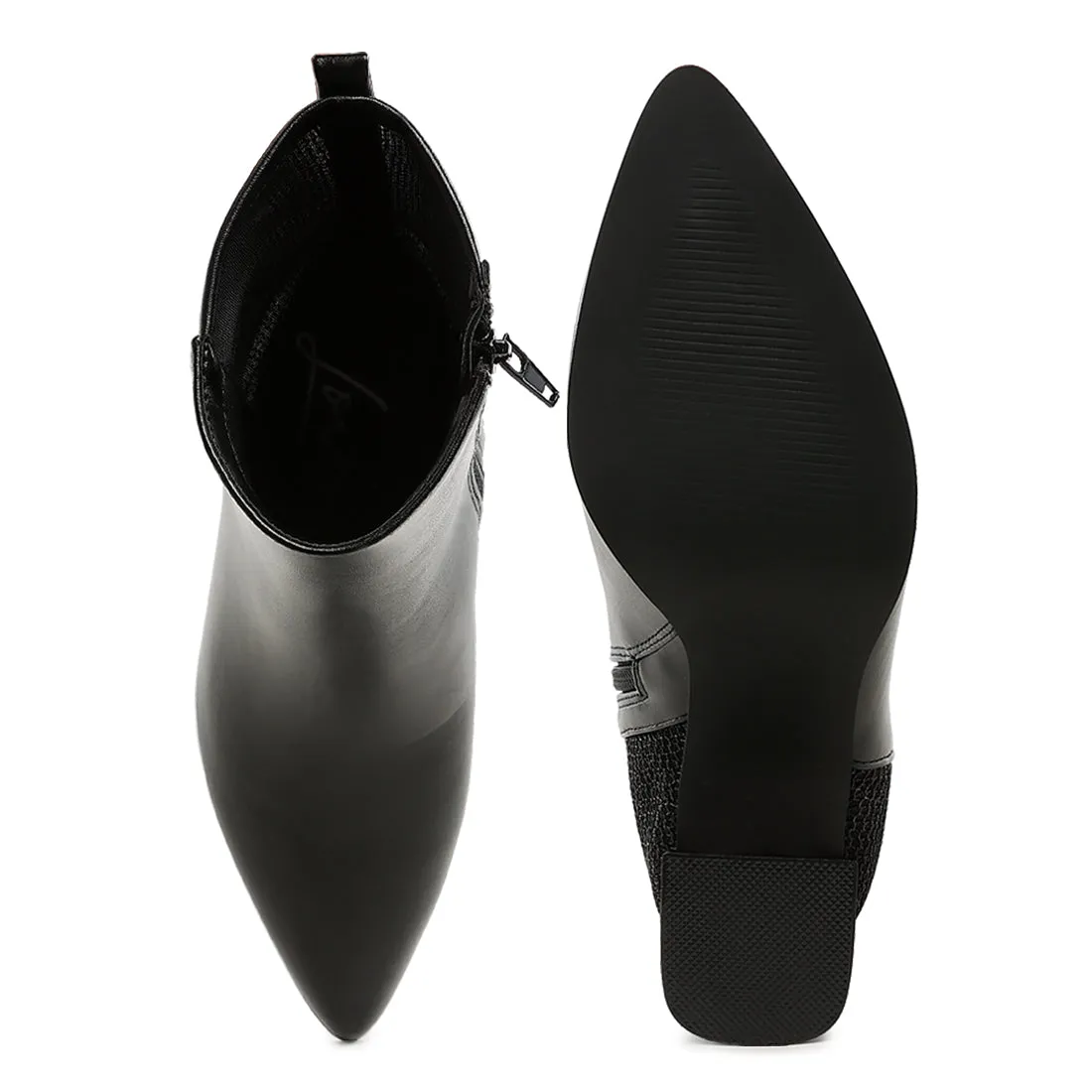 Mesh Detail Pointy Ankle Boots