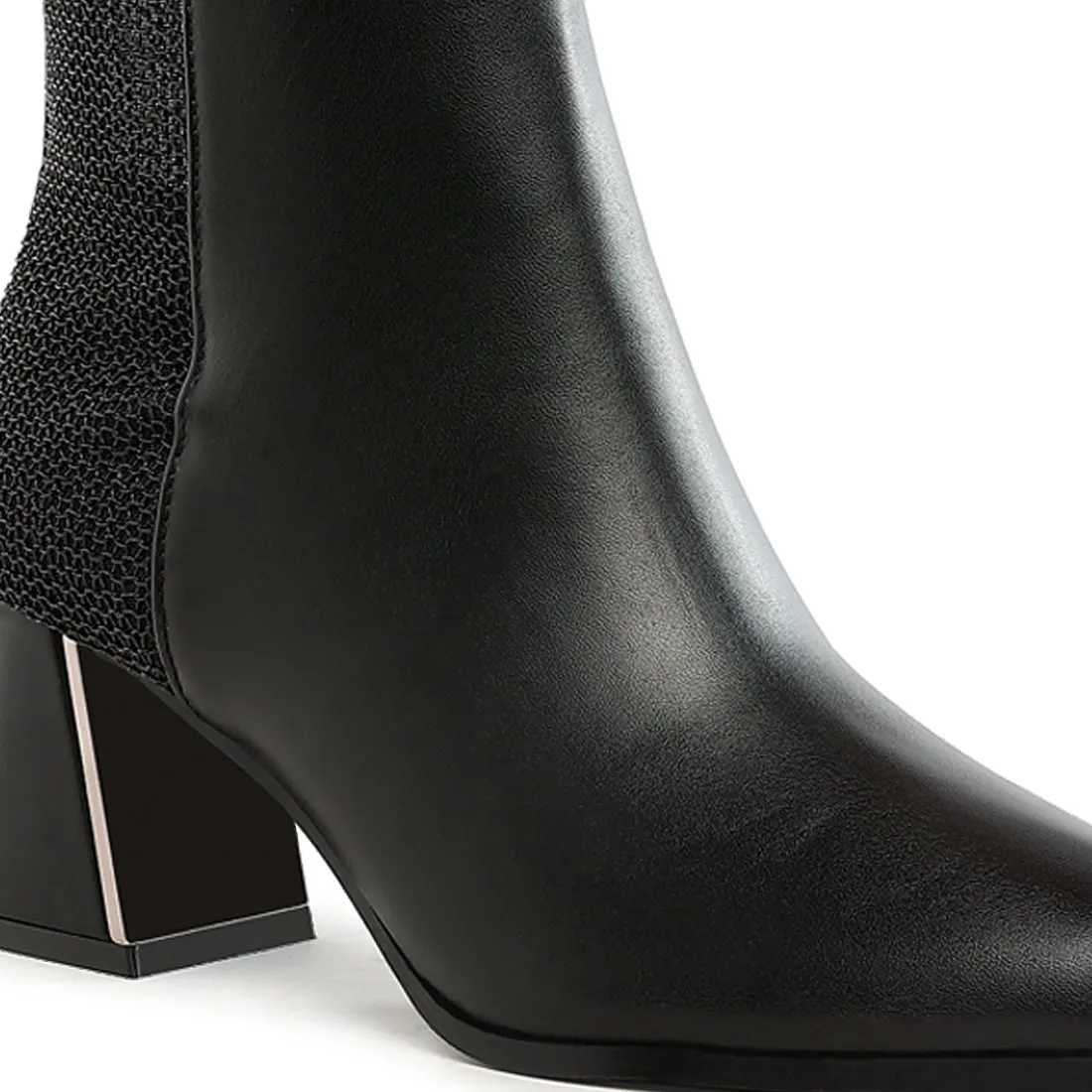 Mesh Detail Pointy Ankle Boots