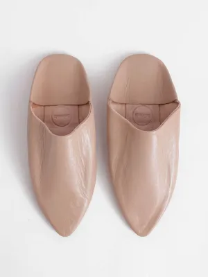 Moroccan Classic Pointed Babouche Slippers, Nude