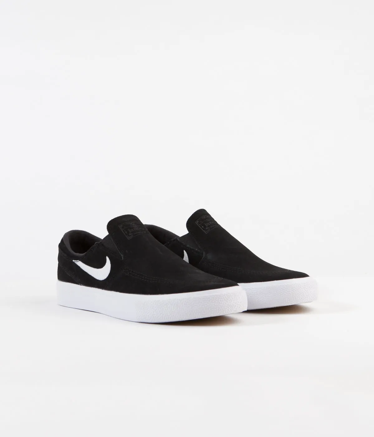 Nike SB Janoski Slip On Remastered Shoes - Black / White - White