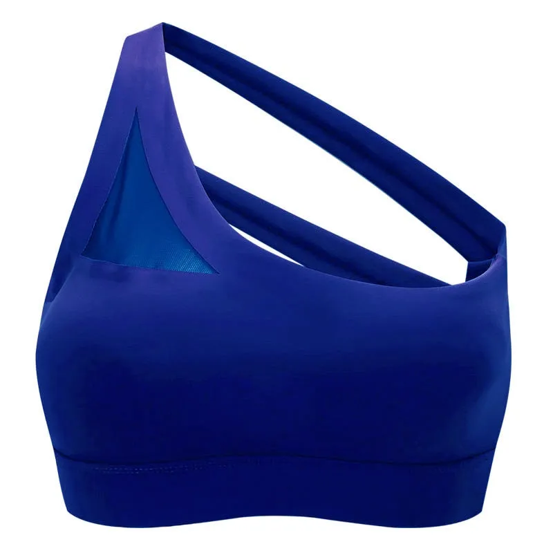 Oblique One Shoulder Strap Ladies Sports Bra Hollow out Back Lines Strenuous Exercise fitness bra Tops