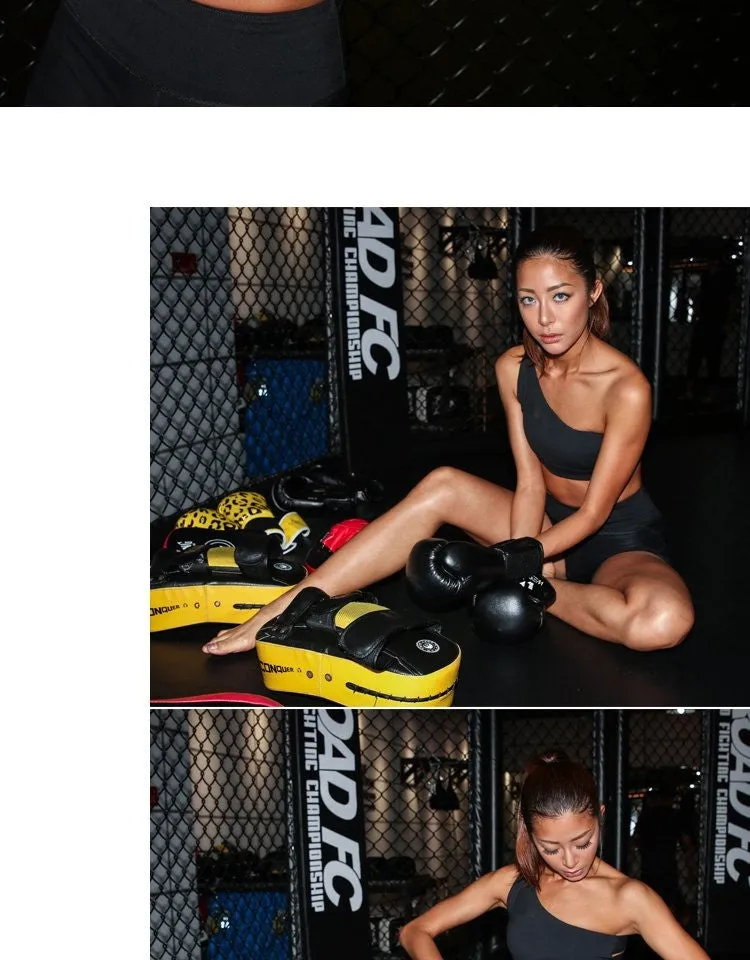 Oblique One Shoulder Strap Ladies Sports Bra Hollow out Back Lines Strenuous Exercise fitness bra Tops