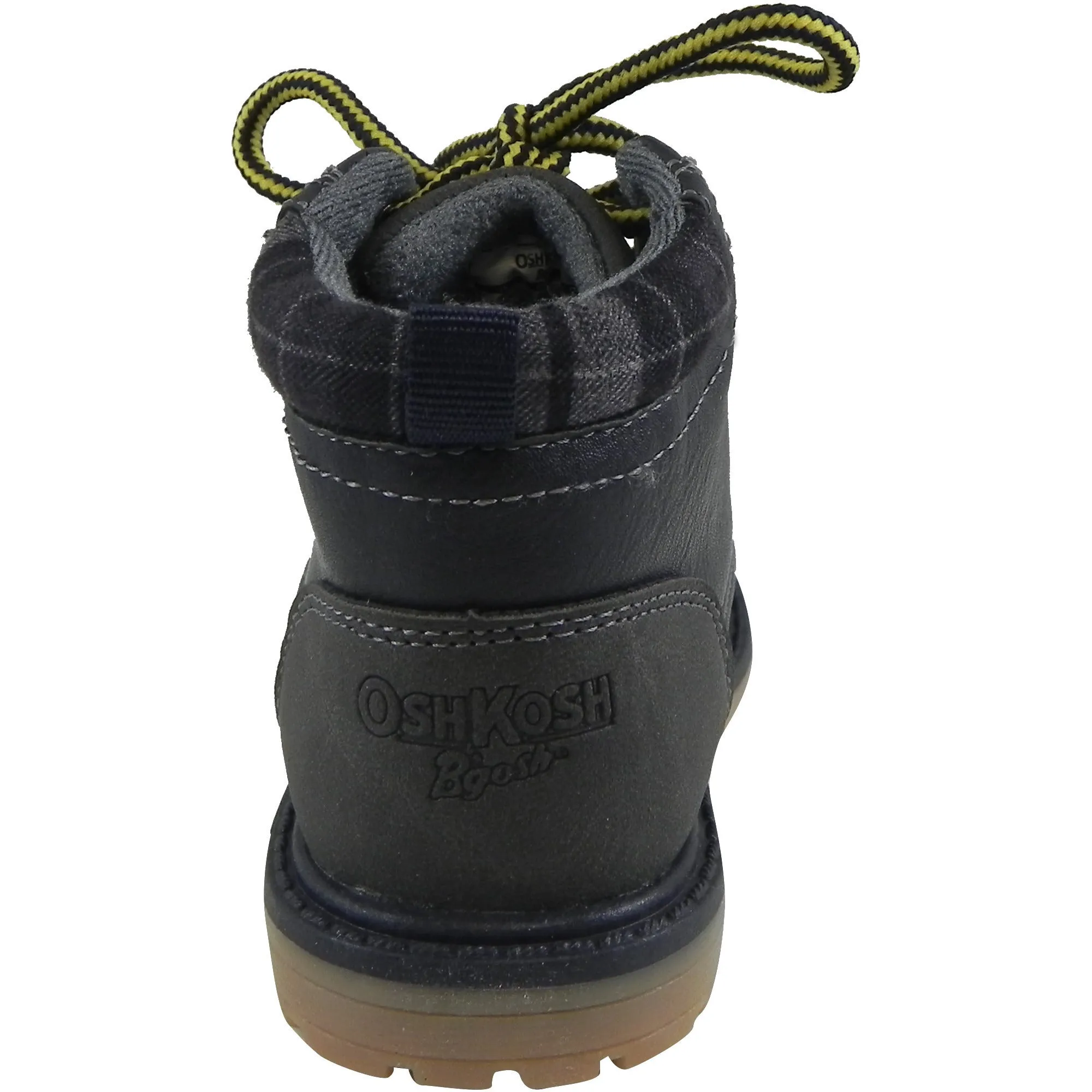 OshKosh Boy's Chandler Plaid Classic Lace Up Ankle Boots Navy
