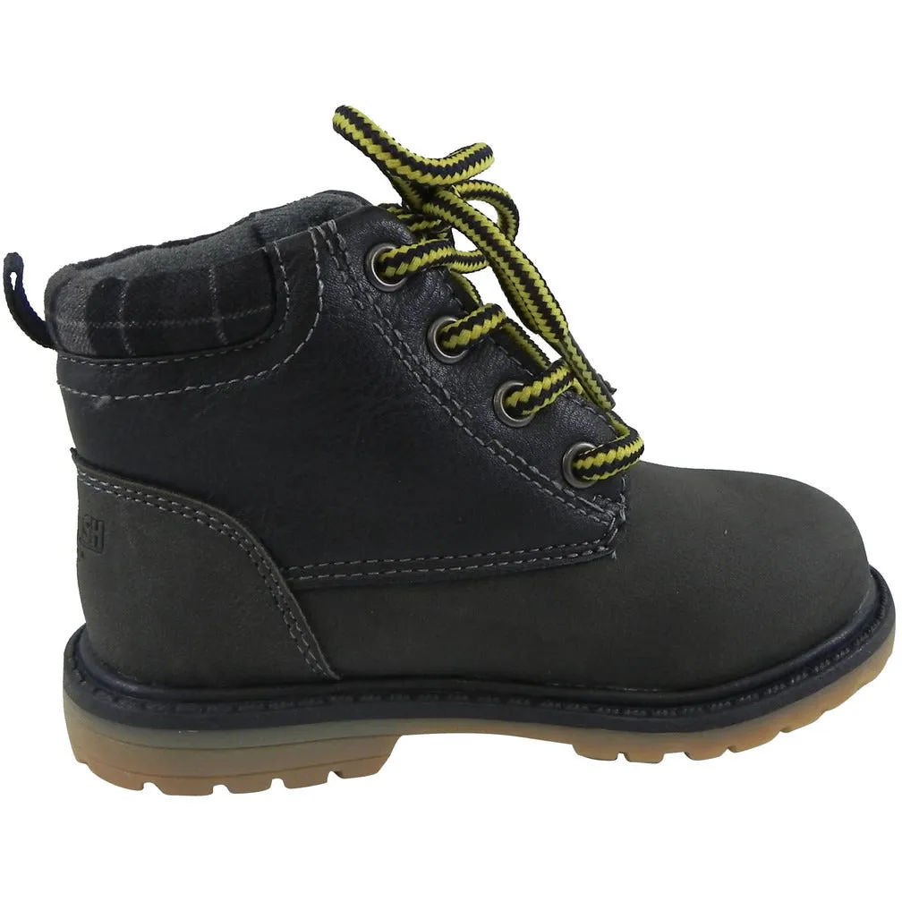 OshKosh Boy's Chandler Plaid Classic Lace Up Ankle Boots Navy
