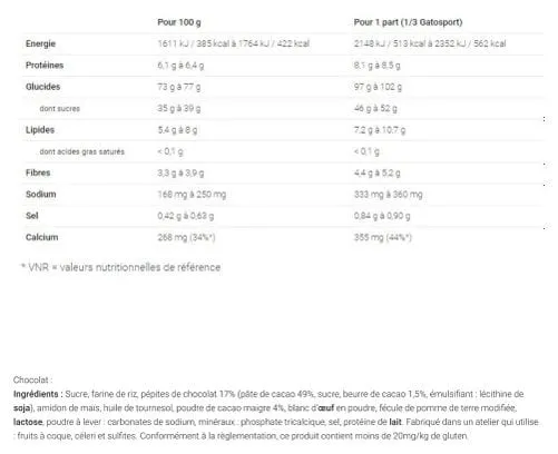 OVERSTIMS Sports Cake GATOSPORT GLUTEN-FREE Cioccolato 400g