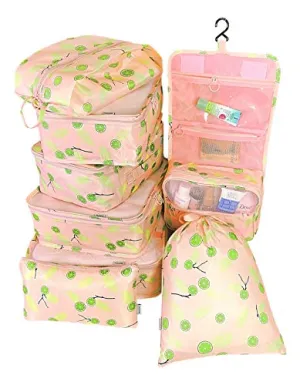 Packing Cubes Backpack Organizers Set for Carry on Travel Bag Luggage Cube (Pink Lime 7 1pcs)