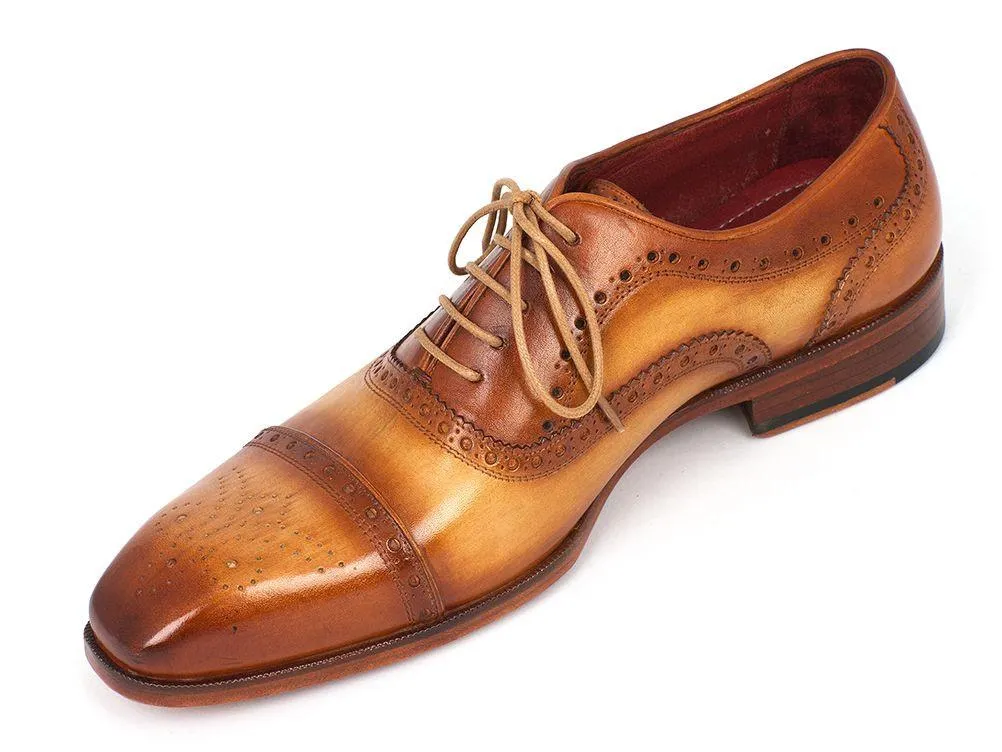 Paul Parkman Men's Leather Captoe Oxfords, Tan
