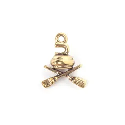 Pendant Curling 7mm W/ Broom  Lead Free Nickel Free